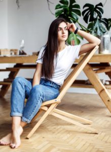 woman in white shirt