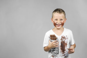 boy chocolate stains t shirt