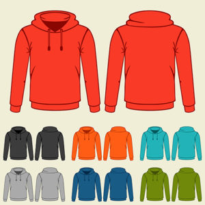 set of colored hoodies