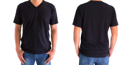 front back black v neck shirt