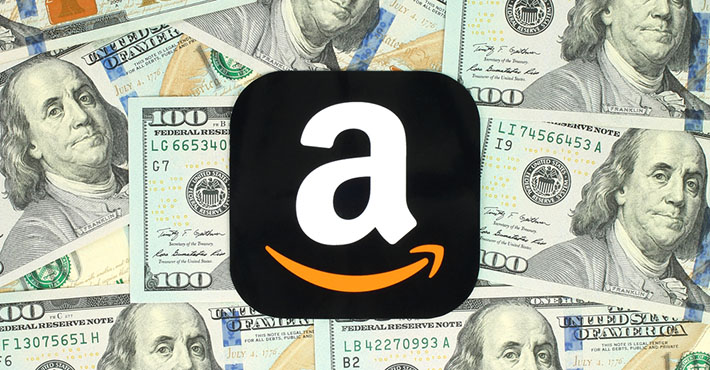 amazon logo on hundred bills