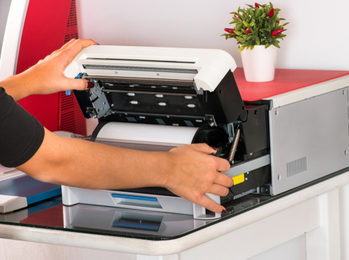 opening sublimation printer drawer